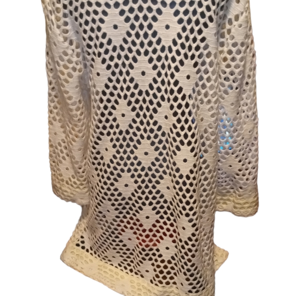 3/$15 Kaktus Open Weave Coverlet 3/4 Sleeve Tunic NEVER WORN - Picture 4 of 8